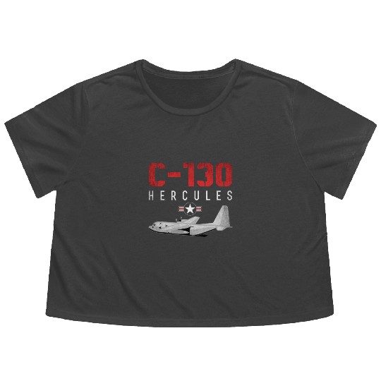 C 130 Hercules US Airborne Fighter Pilot Flowy Cropped Tees