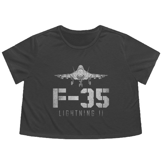 F 35 Lightning II US Airborne Fighter Pilot Flowy Cropped Tees