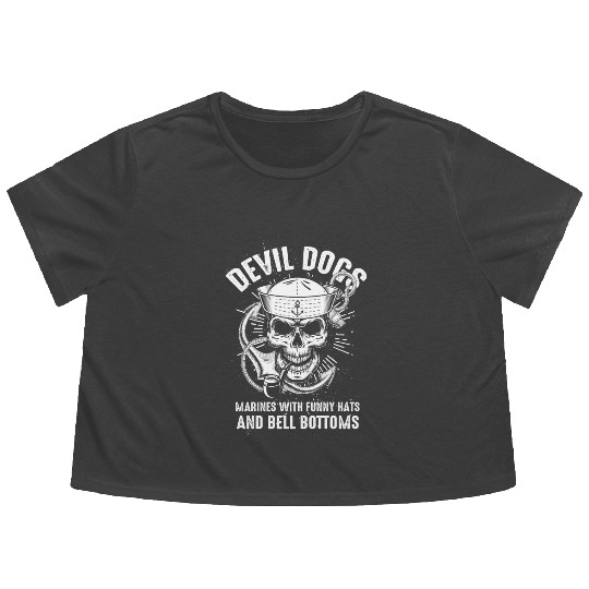 Devil US Navy Corpsman DOC Badass Army Veteran Flowy Cropped Tees