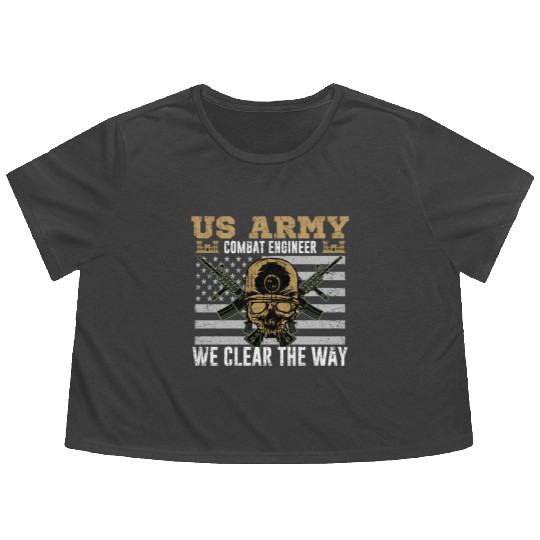 Vintage US Army Combat Engineer 12B Military Pride Flowy Cropped Tees