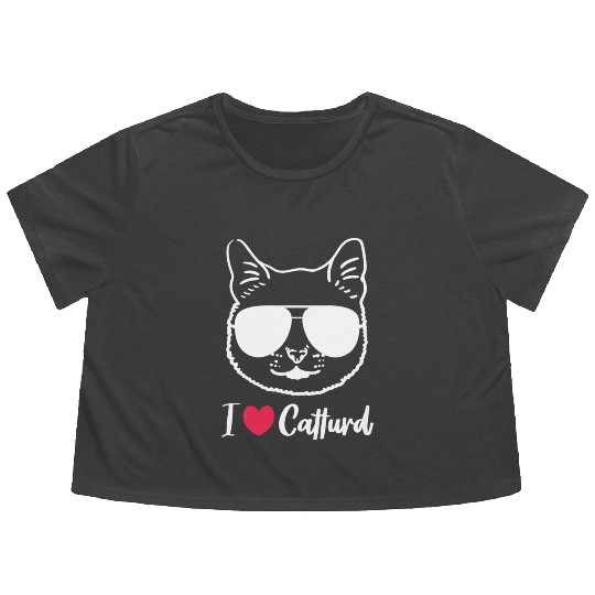 I Love Catturd Funny Flowy Cropped Tees