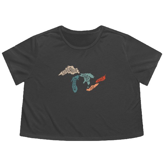 Great lakes USA, Michigan Lake Erie Lake Flowy Cropped Tees