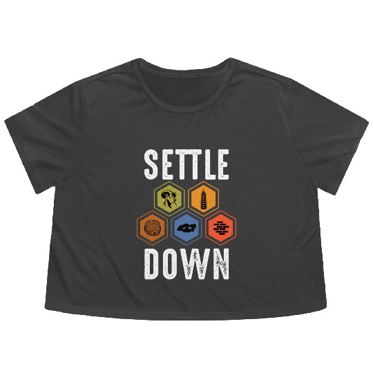 Settle Down Board Game Night Settle Trade Build Flowy Cropped Tees