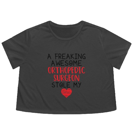 Orthopedic Surgeon Valentines Funny Red Heart Flowy Cropped Tees