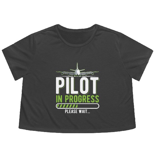 Pilot Loading Airplane Funny Pilots Flowy Cropped Tees
