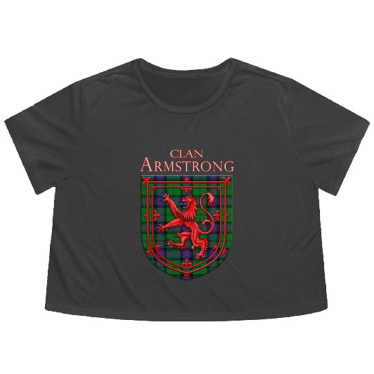 Armstrong Tartan Scottish Plaid Lion Rampant Flowy Cropped Tees