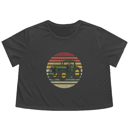 Farmer Tractor Agriculture Flowy Cropped Tees