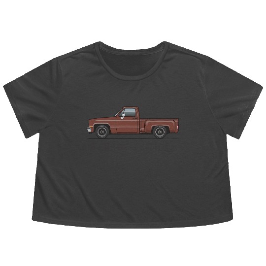 Square Body Dark Brown Flowy Cropped Tees