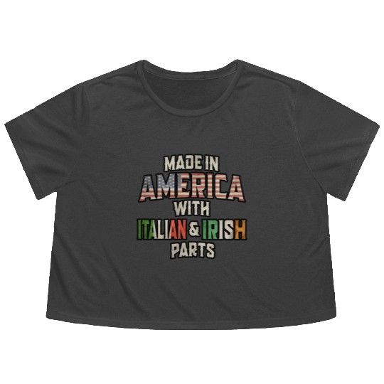 Italian And Irish Made In America Mix Heritage Vin Flowy Cropped Tees