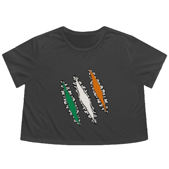 Slashed Ireland Flag | Irish Men Women Flowy Cropped Tees