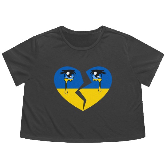 Tears For Ukraine Stand With Ukraine Flowy Cropped Tees