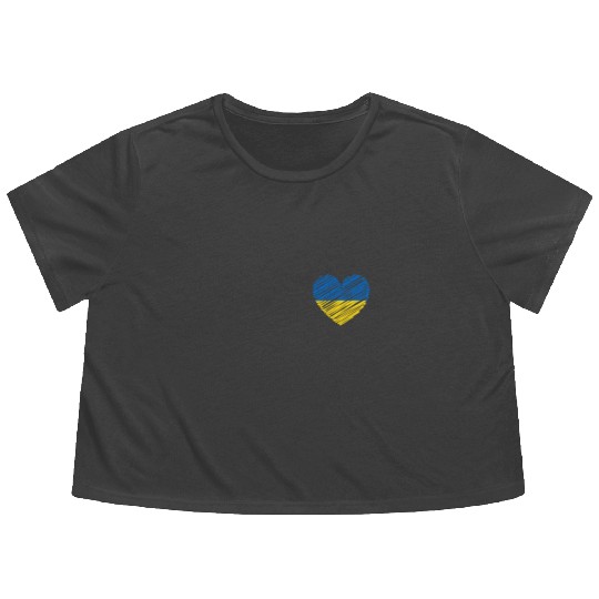 I Stand With Ukraine Ukrainian Heart Flag Flowy Cropped Tees
