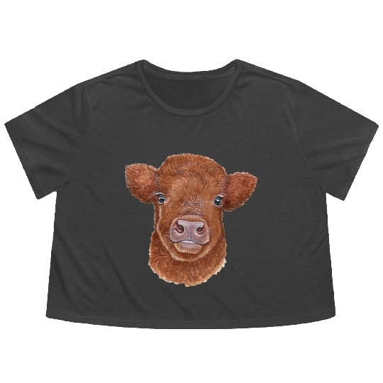 Highland cattle Flowy Cropped Tees