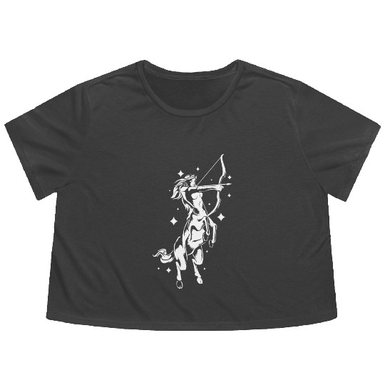 Centaur Girl Sagittarius Mom Daughter Flowy Cropped Tees