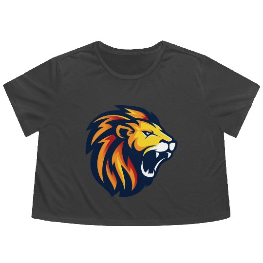 angry lion face Flowy Cropped Tees