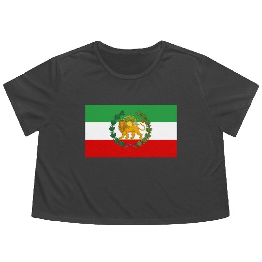 Flag of Iran Lion and Sun Flowy Cropped Tees