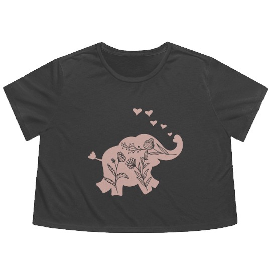 Elephant Girls Women Flowers Flowy Cropped Tees