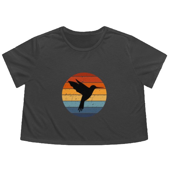 Retro Hummingbird Flowy Cropped Tees For Hummingbird Lover