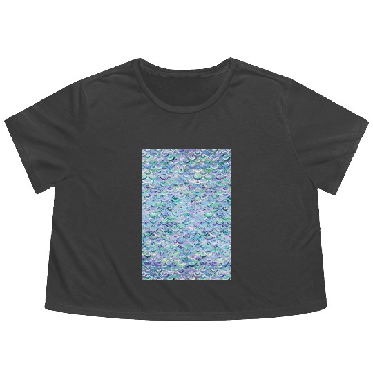 Marble Mosaic in Sapphire and Emerald Flowy Cropped Tees