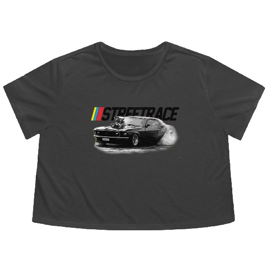 STREET RACE Muscle Car Supercharger Turbo Burnout Flowy Cropped Tees