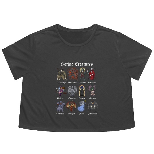 Cryptid Mythical Creatures Flowy Cropped Tees