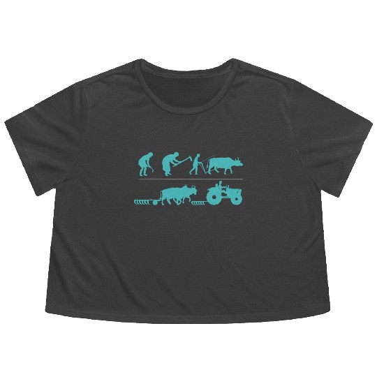 Farm Farmer Rancher Drive Evolution Of Tractor Flowy Cropped Tees