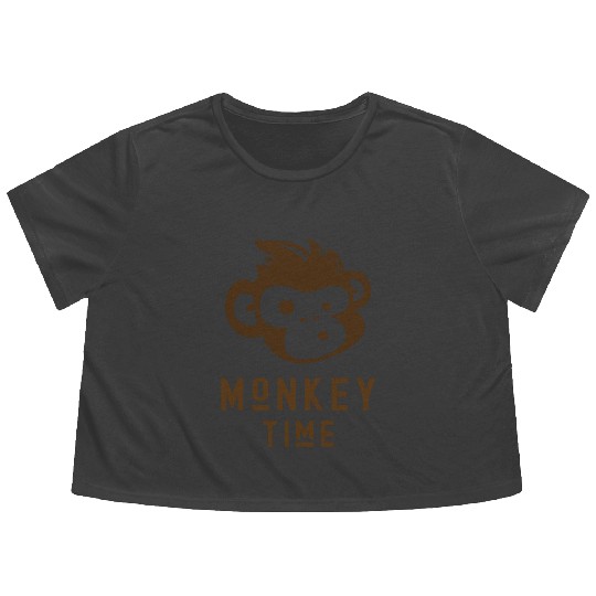It's Monkey Time Cute Funny Monkey Face Flowy Cropped Tees