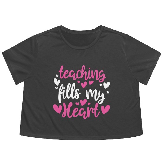 His and Her Valentine Gift Teacher Teaching Fills Flowy Cropped Tees