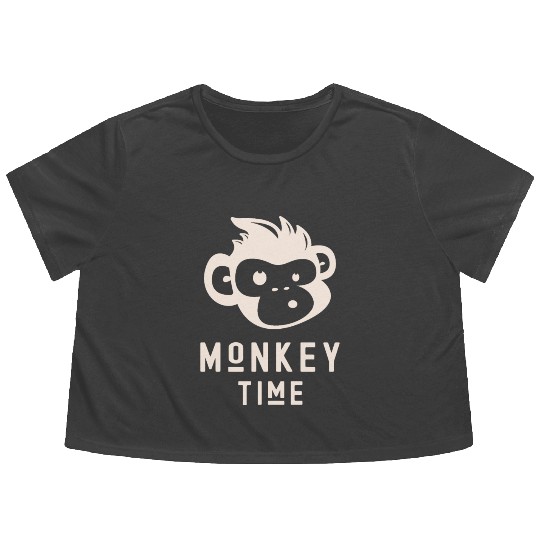 It's Monkey Time Cute Funny Monkey Face Flowy Cropped Tees