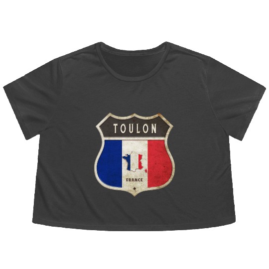 Toulon France coat of arms flags design Flowy Cropped Tees