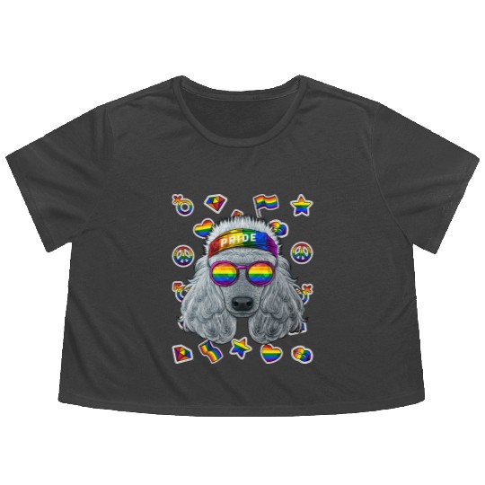 LGBT Poodle Gay Pride Month Dog Rainbow Lesbian Flowy Cropped Tees