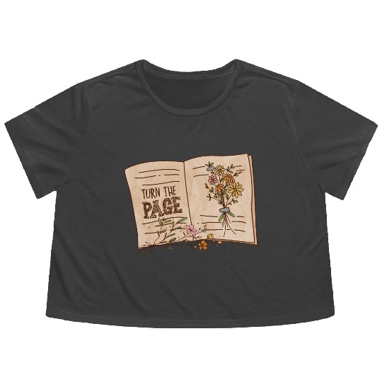 Turn the page sublimation Flowy Cropped Tees