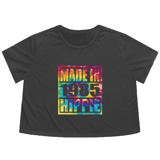 Hippie Birthday 1985 Flowy Cropped Tees