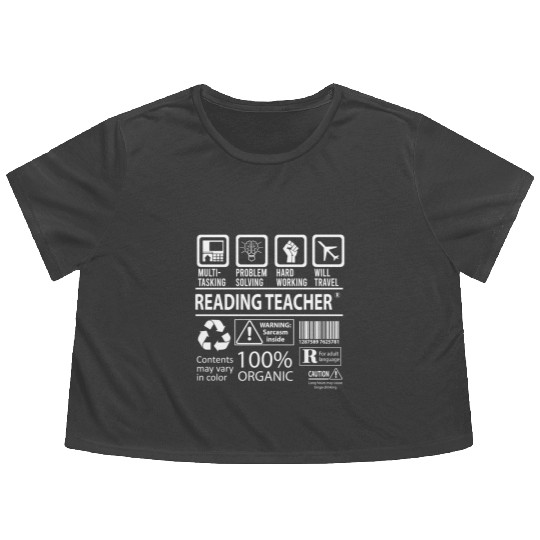 Reading Teacher Flowy Cropped Tees - Multitasking Job Gift It
