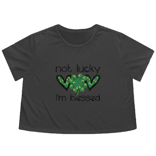 Not Lucky I'm Blessed Christian St. Patrick's Dayn Flowy Cropped Tees