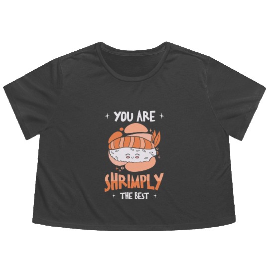 Asian Food Sushi Shrimp Food Sushi Lover Flowy Cropped Tees
