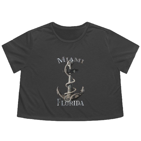 Miami Florida Nautical Anchor Sailing Flowy Cropped Tees