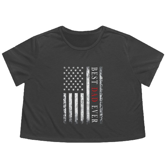 Father's day Best dad ever with US american flag 2 Flowy Cropped Tees
