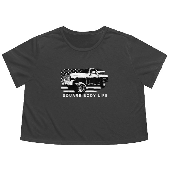 Squarebody American Flag Square Body Truck Flowy Cropped Tees