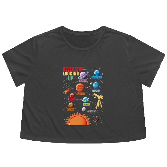 Telescope Solar System Planets Astronomy Lover Flowy Cropped Tees
