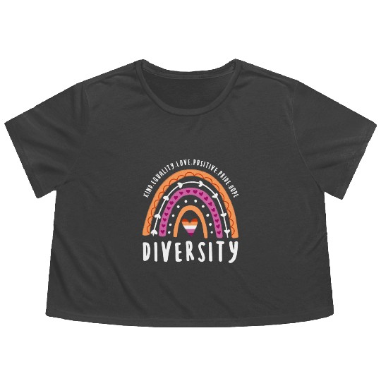 Diversity Lesbian Pride Rainbow Flowy Cropped Tees