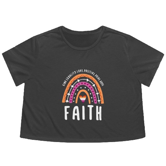 Faith Lesbian Pride Rainbow Flowy Cropped Tees