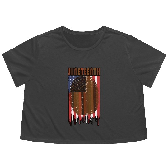 Juneteenth US Flag African American Graphic Flowy Cropped Tees