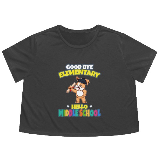 Good Bye Elementary Hello Middle School Graduation Flowy Cropped Tees