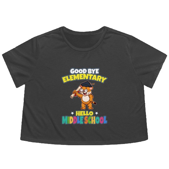 Good Bye Elementary Hello Middle School Graduation Flowy Cropped Tees