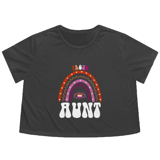 Lesbian Rainbow Proud Aunt Lesbian Flowy Cropped Tees