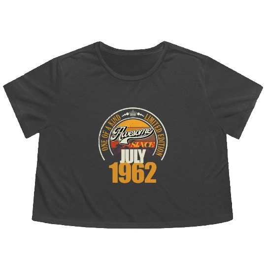 Awesome since July 1962 60th birthday saying 60 Flowy Cropped Tees