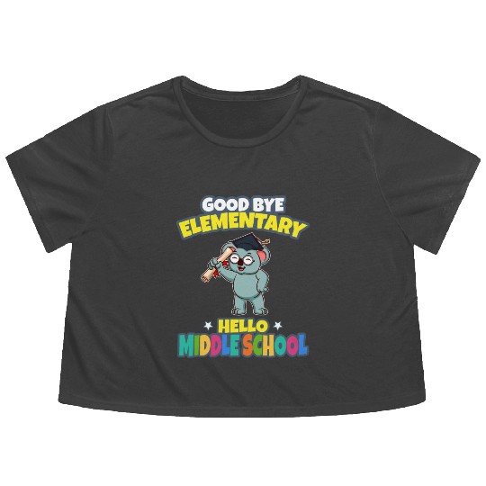 Good Bye Elementary Hello Middle School Graduation Flowy Cropped Tees