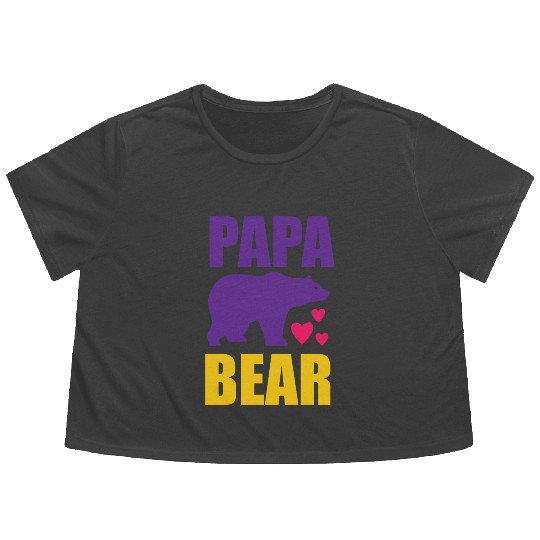 Papa bear funny fathers day Flowy Cropped Tees
