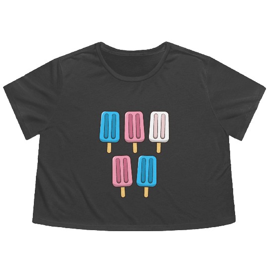 Transgender Popsicles 4th of July Trans Subtle Flowy Cropped Tees